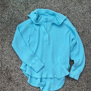 Aerie ocean blue Waffle Knit Top
